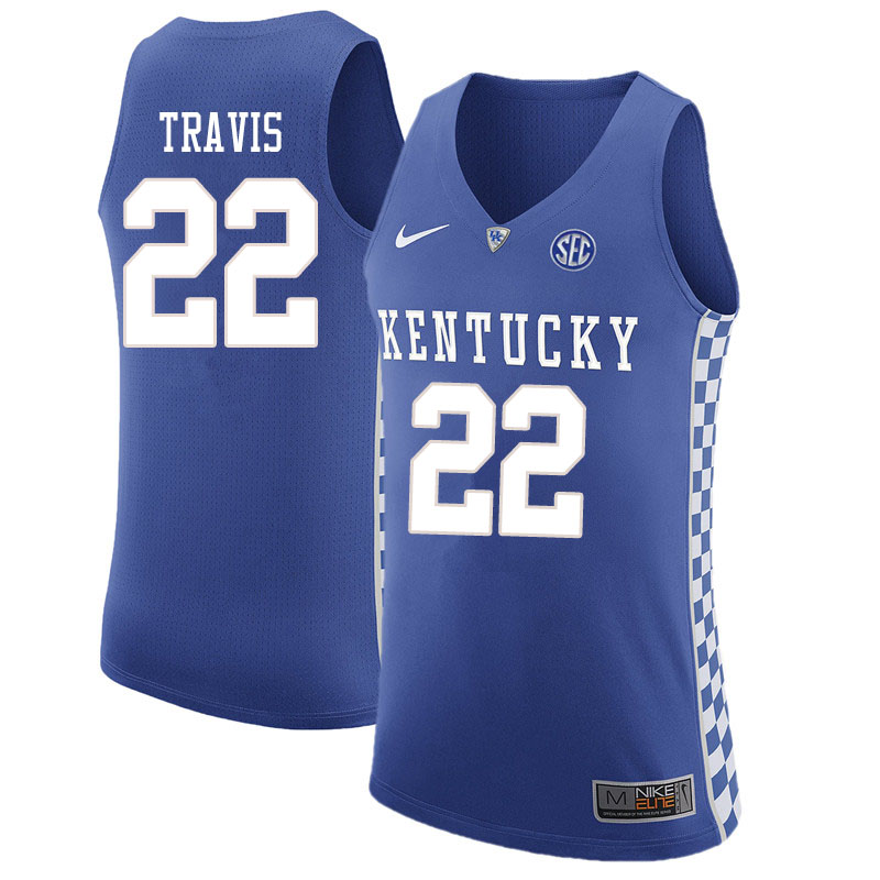 Men #22 Reid Travis Kentucky Wildcats College Basketball Jersyes Sale-Blue